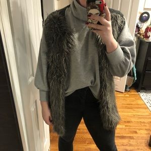 Faux fur knit vest